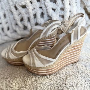 ENZO ANGIOLINI Women’s White and tan heels Size 5 1/2